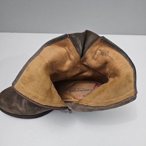 Comfortiva Barron Moto Boot Womens 10 Taupe Suede Leather Weatherproof Biker - Picture 9 of 16